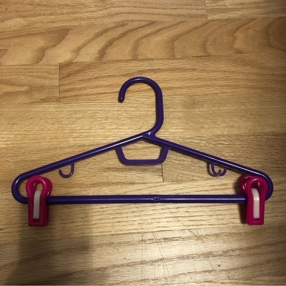 Vintage Hanger 80s 90s Purple Pink Pants Clip Kids Clothes - Picture 2 of 2